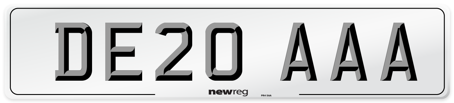 DE20 AAA Number Plate from New Reg